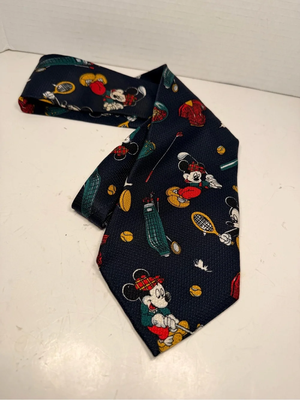 Mickey Unlimited Disney Silk Necktie Mickey Mouse Golf Baseball Tennis Sports
